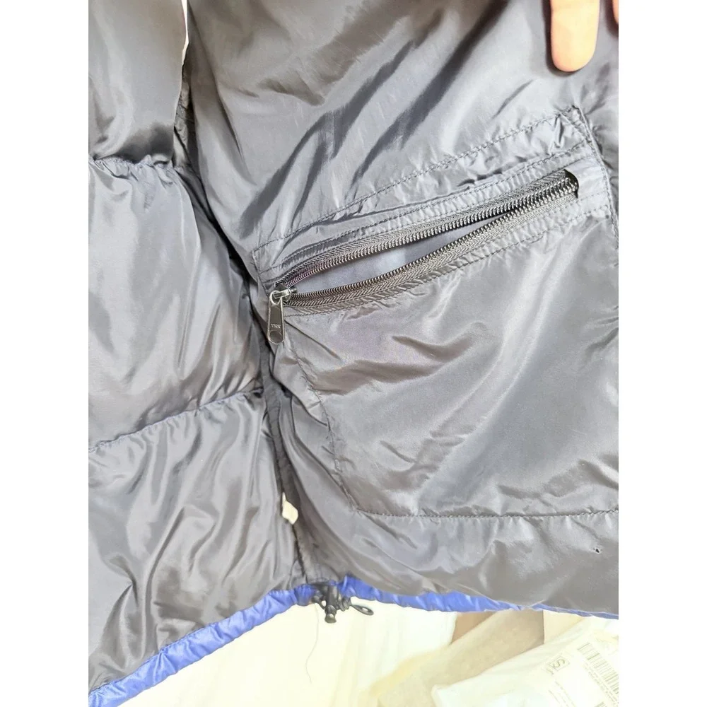 Vintage The North Face Mens XL Nuptse 700 Goose Down Vest Blue Full Zip Hood‎